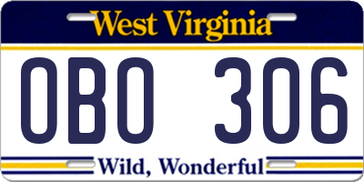 WV license plate OBO306