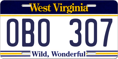 WV license plate OBO307