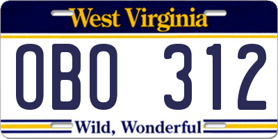 WV license plate OBO312