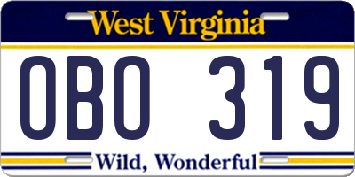 WV license plate OBO319