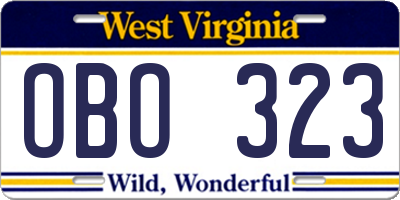 WV license plate OBO323
