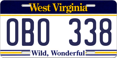 WV license plate OBO338