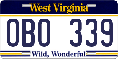 WV license plate OBO339