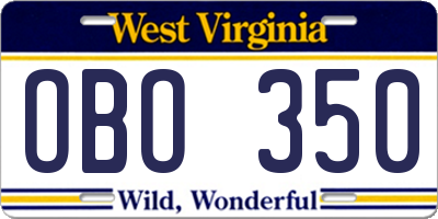 WV license plate OBO350