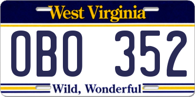 WV license plate OBO352