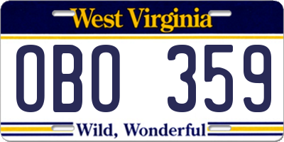 WV license plate OBO359