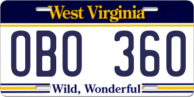 WV license plate OBO360