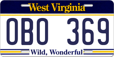 WV license plate OBO369