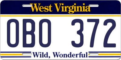 WV license plate OBO372
