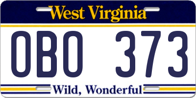 WV license plate OBO373