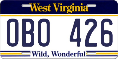 WV license plate OBO426