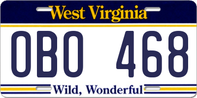 WV license plate OBO468
