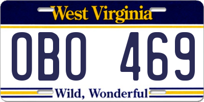 WV license plate OBO469