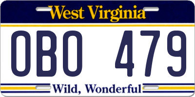 WV license plate OBO479