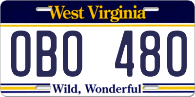 WV license plate OBO480