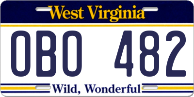 WV license plate OBO482