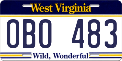 WV license plate OBO483