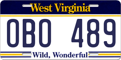 WV license plate OBO489