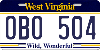 WV license plate OBO504