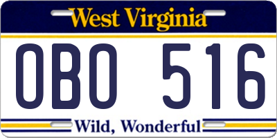 WV license plate OBO516