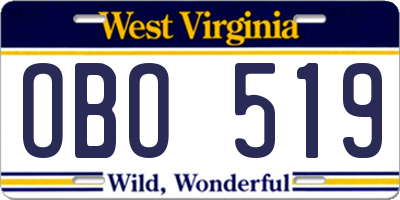 WV license plate OBO519