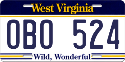 WV license plate OBO524