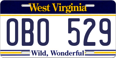 WV license plate OBO529