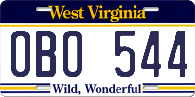 WV license plate OBO544