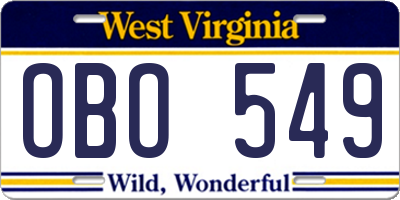 WV license plate OBO549