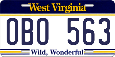 WV license plate OBO563