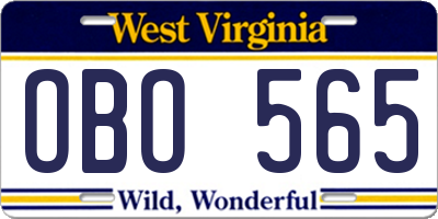WV license plate OBO565