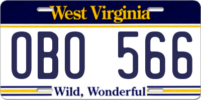 WV license plate OBO566