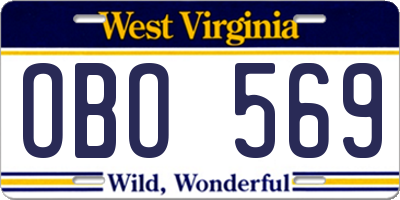 WV license plate OBO569