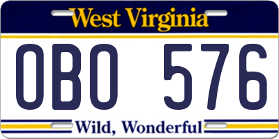 WV license plate OBO576