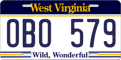 WV license plate OBO579
