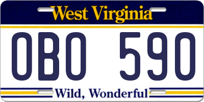 WV license plate OBO590