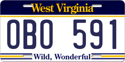 WV license plate OBO591