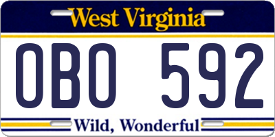 WV license plate OBO592