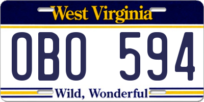 WV license plate OBO594