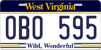 WV license plate OBO595