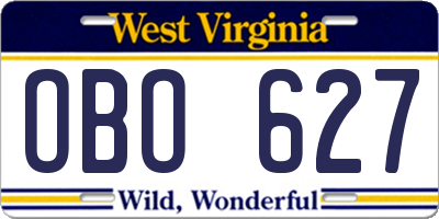 WV license plate OBO627