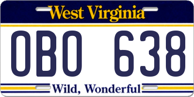 WV license plate OBO638