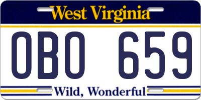 WV license plate OBO659