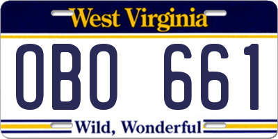 WV license plate OBO661