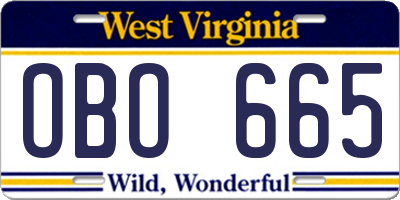 WV license plate OBO665