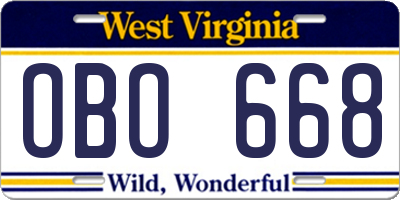 WV license plate OBO668