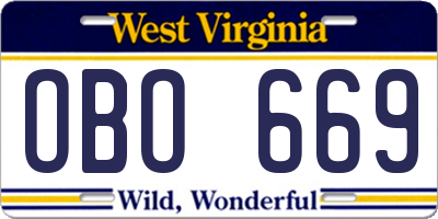 WV license plate OBO669