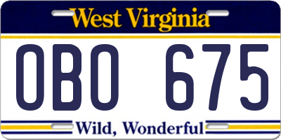 WV license plate OBO675
