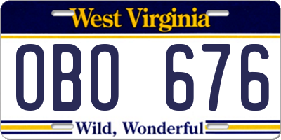 WV license plate OBO676