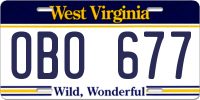 WV license plate OBO677